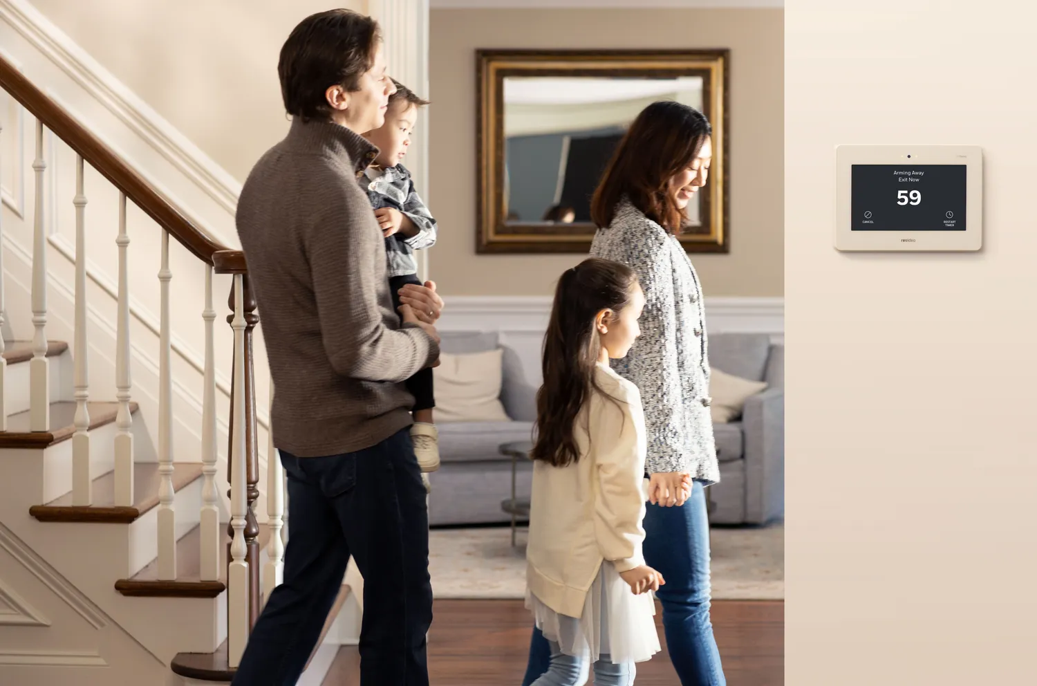 Smart garage door opener controlled via security panel